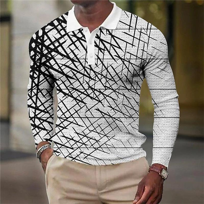 Long Sleeve Polo with Bold Tiger Print, Stylish Casual Wear
