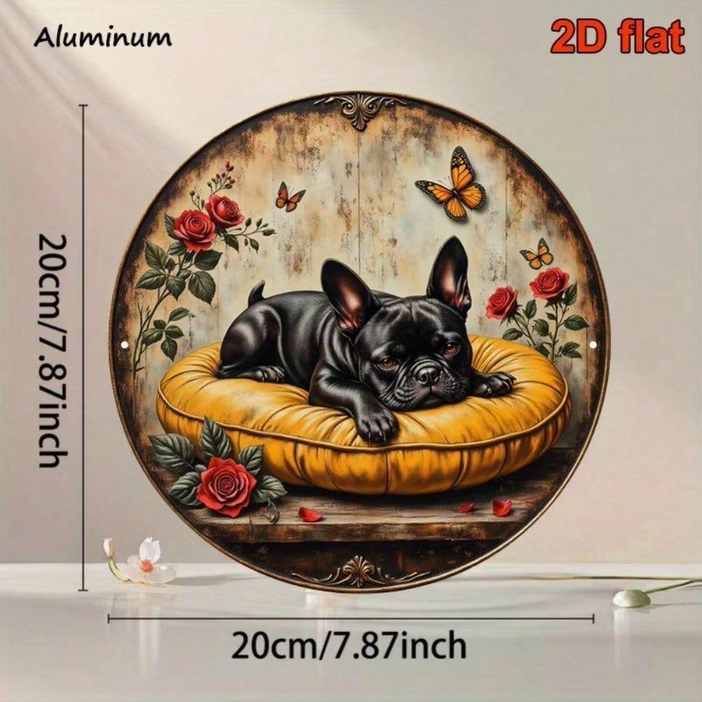 Retro Bulldog Butterfly Metal Wall Sign Vintage Tin Poster Home Decor