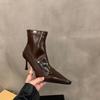Fashion High Heel Women Short Boots Fashion Zippers Shoes Retro Style Autumn Winter Pointed Toe Ladies Dancing Party Prom Shoes