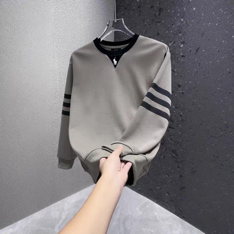 Men s Autumn Contrast Color Embroidered Striped Sweatshirt XXL