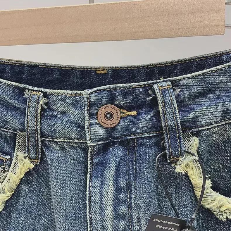 Spring 2024 Women's High Waist Retro Split Denim A-Line Skirt