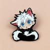 Cat Ear Boy Anime Drip Oil Brooch - Alloy Cartoon Character Badge for Clothing & Backpack Accessory