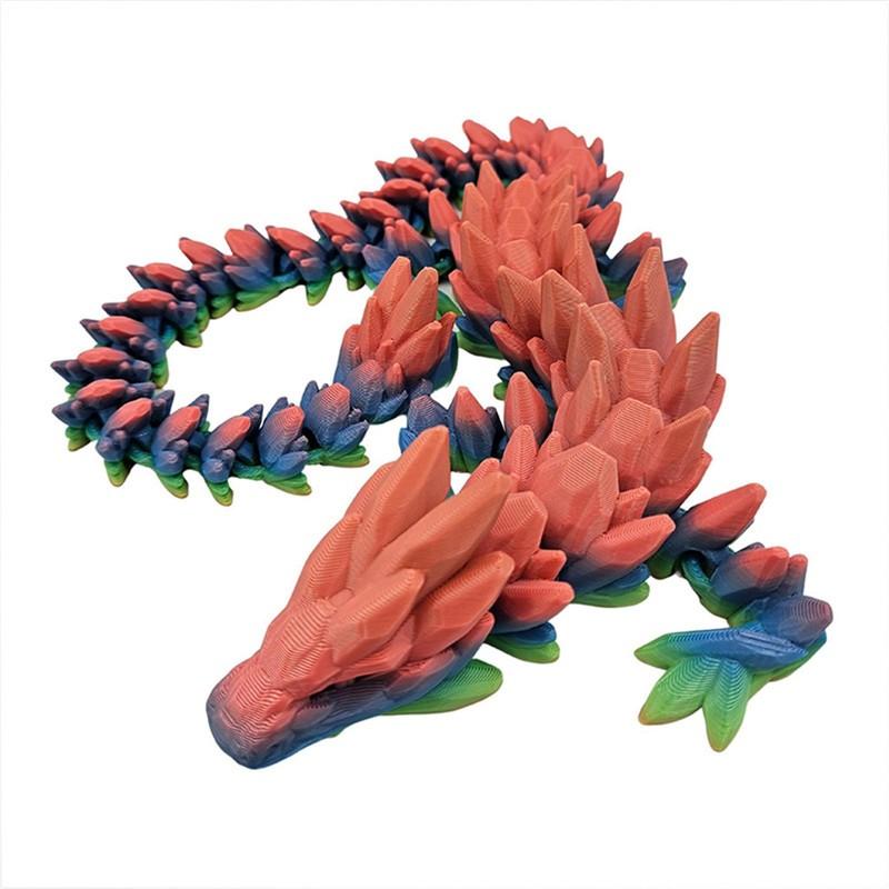 Netoxická 1ks 3D tištěná figurka draka s drahokamy - Duhový plastový dekor na stůl, ideální do ložnice a kanceláře, perfektní dárek k Vánocům