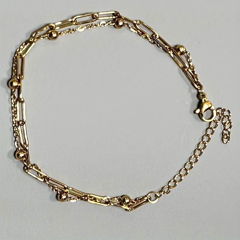 Stainless Steel Layered Bracelet, Double Layer Bracelet for Women, Classic Minimalist Chain Bracelet