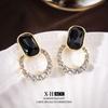Elegant Gold-Plated Black Zircon Stud Earrings - Niche Design for a Luxurious Fashion Statement