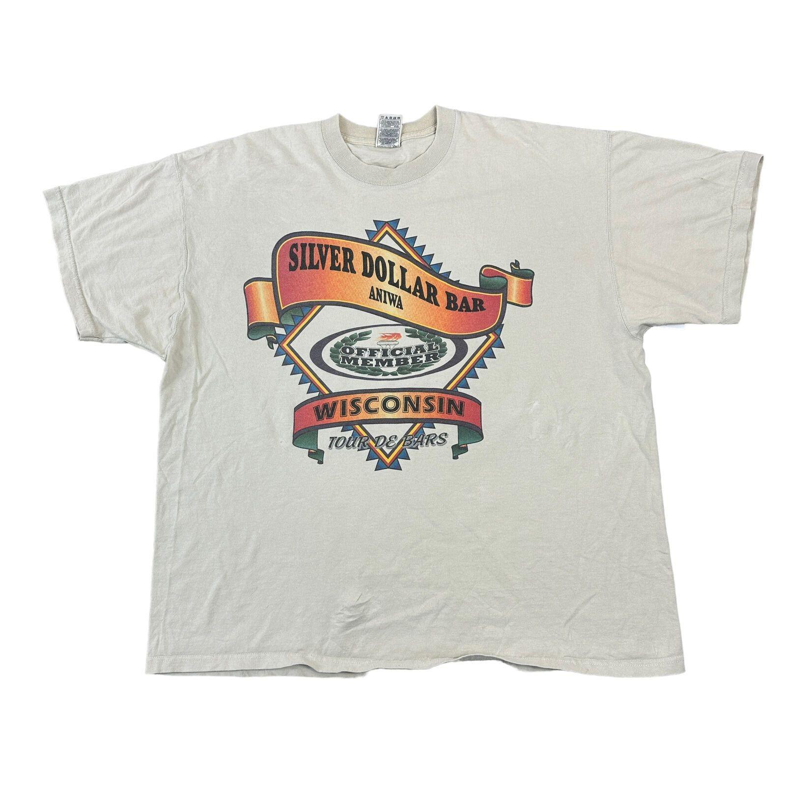 

Vintage T-Shirt Mens Womens Tees Top Graphic Print 90s Fruit Of The Loom Beige Mens M