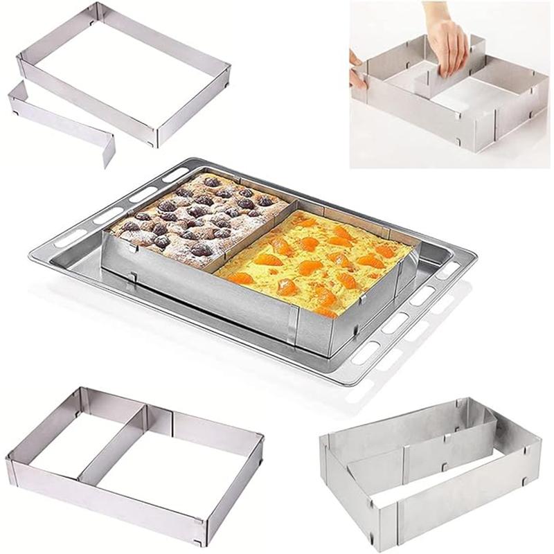 Rectangular cake mold ring, adjustable stainless steel square mousse cake cutter baking mold pastry baking tool