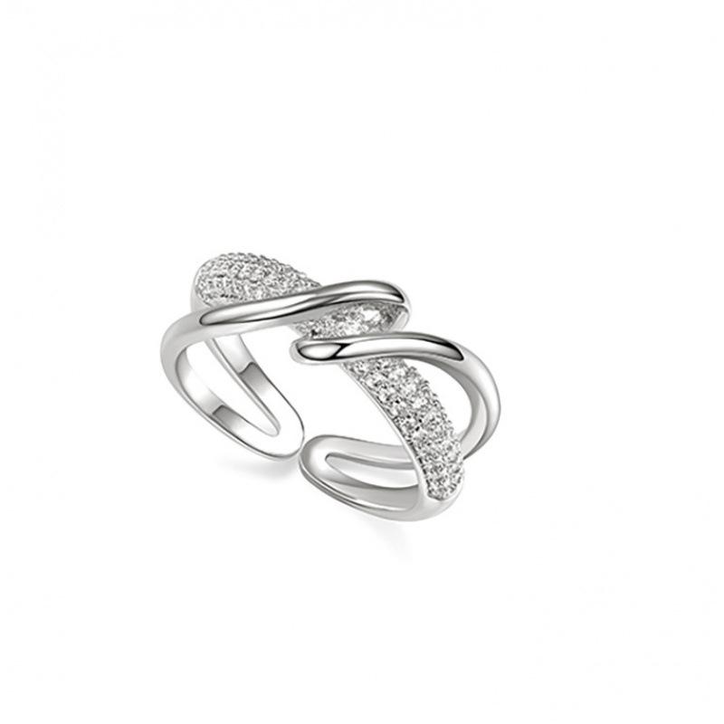 Trendy Temperament Niche Design Intertwined Open Ring for Women - Cool, Stylish, Internet Celebrity Index Finger Ring Adjustable Opening