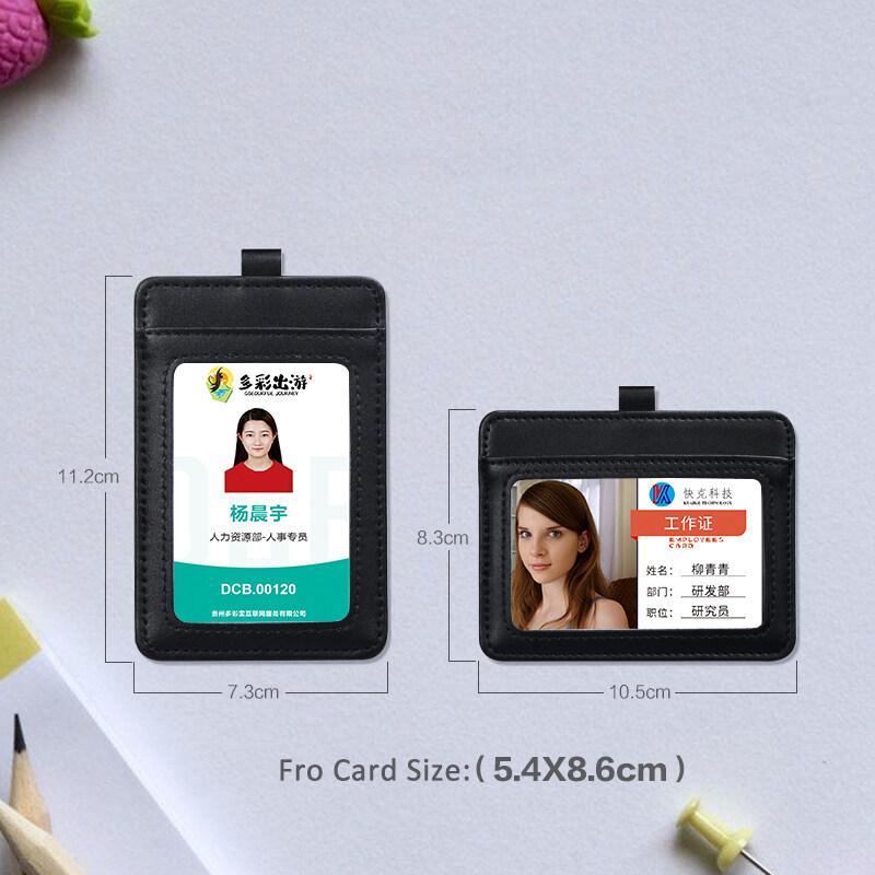 2025 NEW Real Leather Work Card Cases ID Certificate Holder with Retractable Badge Reel Lanyard