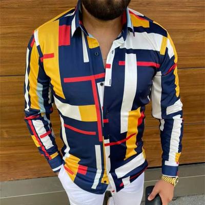 Chemise à manches longues tendance et tendance pour homme avec imprimé coupe slim