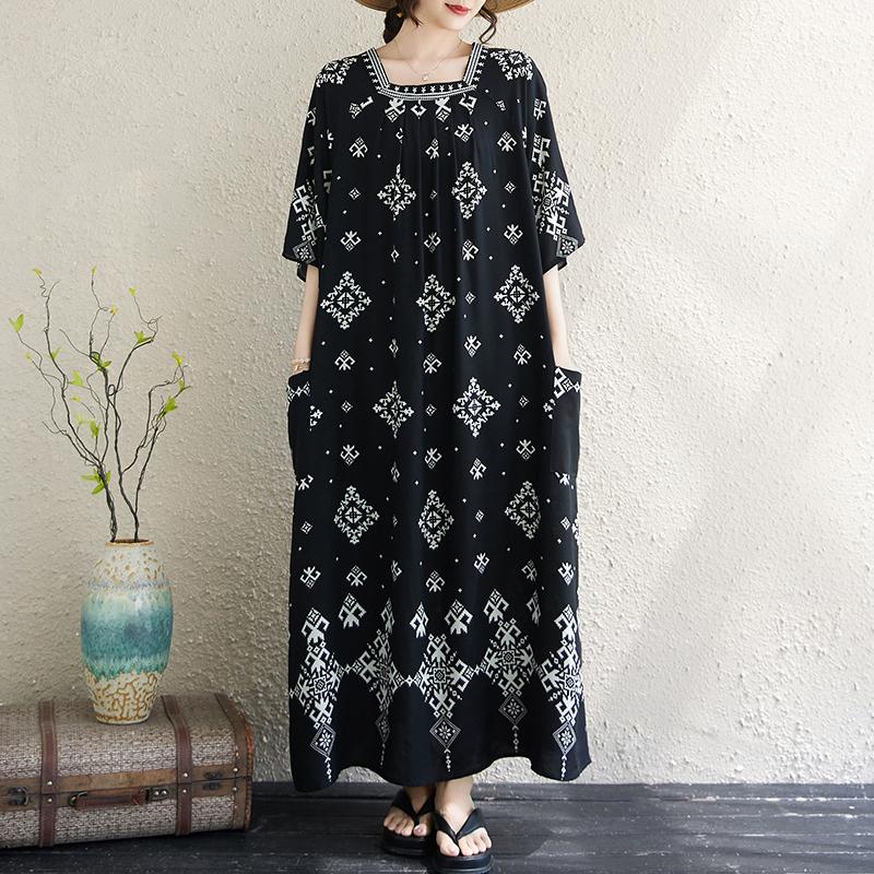 

Women s Plus Size Printed Maxi Dress, Loose Fit Half Sleeve Casual Summer Dress (XL-5XL) 5XL