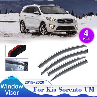 Car Window Visor for Kia Sorento UM KX-4 2015~2020 Side Vent Smoke Covers Sun Rain Guards Deflector Awnings Shelters Accessories