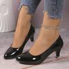 Women's Elegant Black High-Heel Pumps - Lightweight, Synthetic, Pointed Toe, Sparkling Ankle Strap, All-Season Comfort Shoes