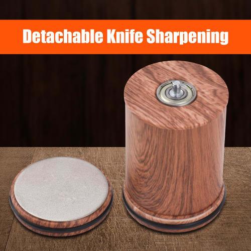 Rolling Knife Sharpener, Removable Rolling Knife Sharpening System with 15- and 20-Degree Magnetic Knife Sharpening Supports, Brown