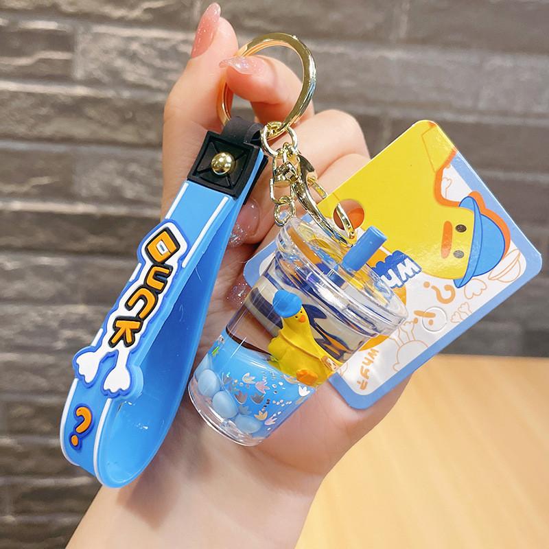 Cute Southeast Asian Keychain With Adorable Floating Duck Design Acrylic Material