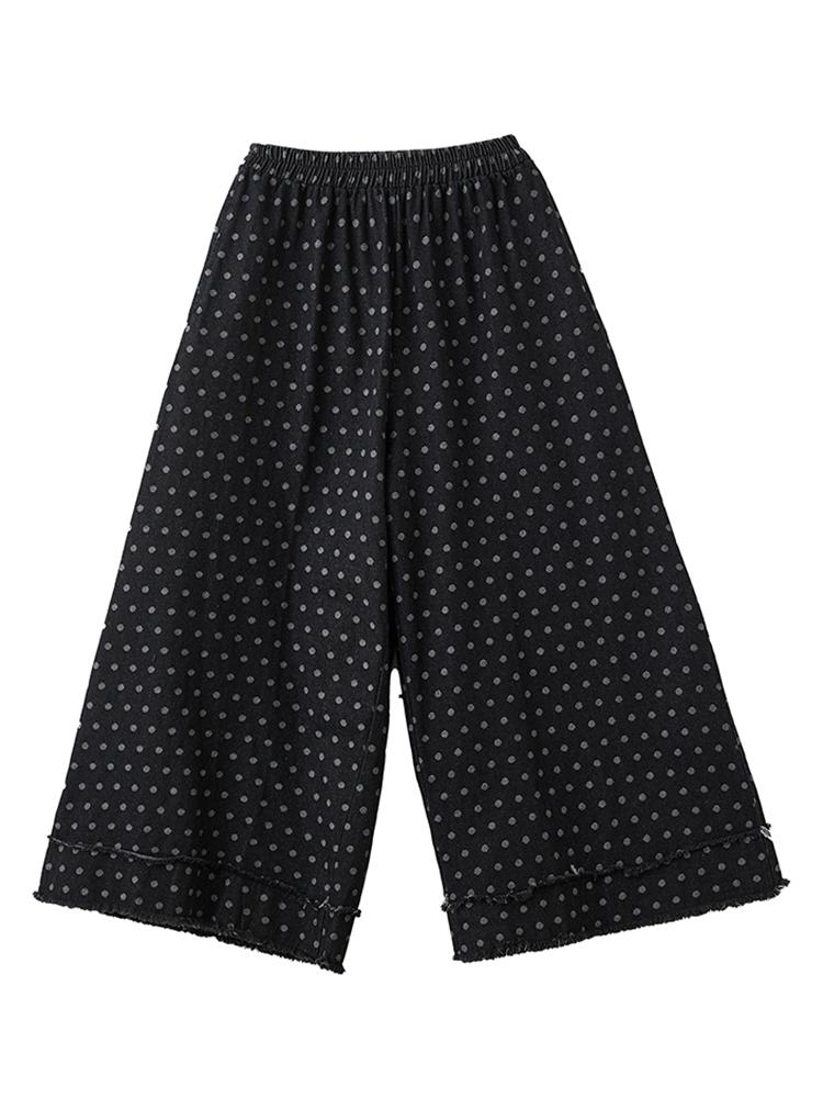 Xitao Casual Loose Vintage Dot Full Length Wide Leg Pants ZYY1074