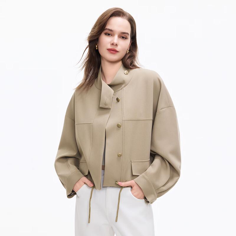 Tatu Elegant Stand Collar Loose Fit Short Jacket L
