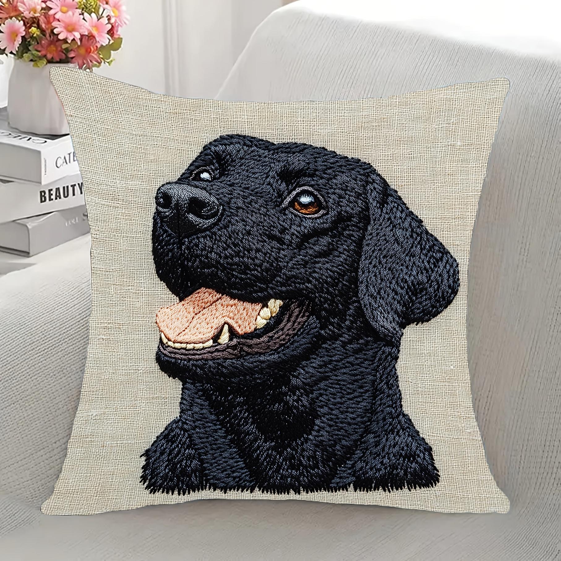 Jessica Chen Unisex Black Labrador Cushion Covers Cozy Bedroom Sofa Square Pillowcase Living Room Chair Pillow Covers Indoor Home Decor Gift