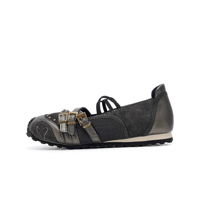 Vintage Belt Buckle Sports Mary Jane Shoes Women's Summer New Flat Ballet Single Shoes Women