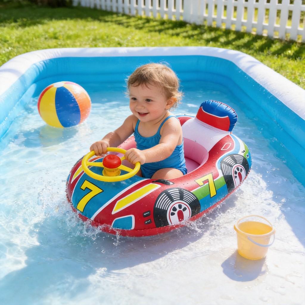 Aufblasbarer Schwimmring für Kinder mit Cartoon-Design, dickem PVC und großem Lenkrad für Wasserspiele