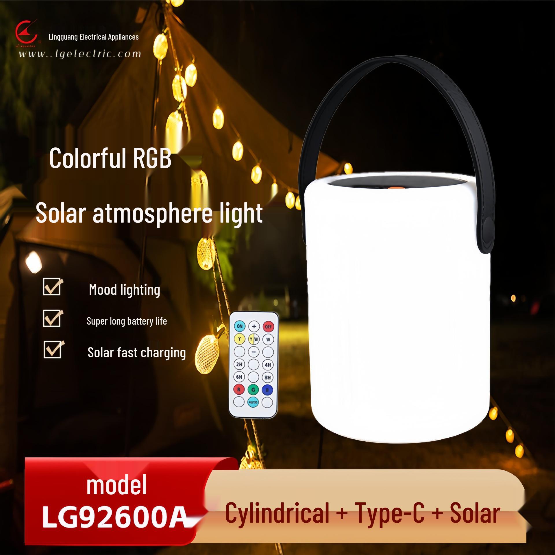 

Rechargeable Remote Control Dimmable Ambient Night Light for Outdoor Camping and Restaurant Decor