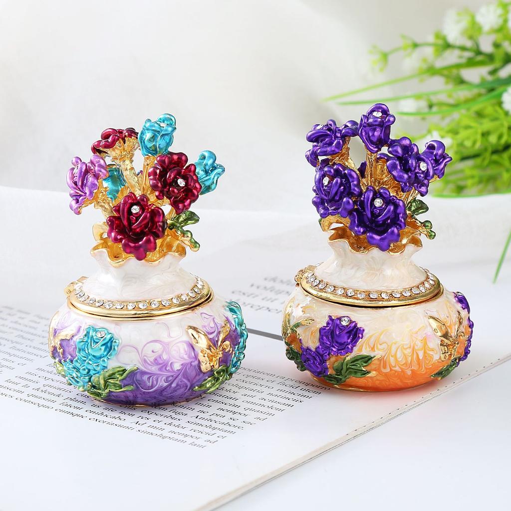 Shengbeifan Handwerkskunst Emaille blaue Vase Dekoration Simulation Schreibtisch Mini-Dekoration Schmuckschatulle Schmuckkästchen