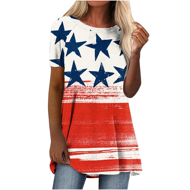 Summer USA American Flag 3D Print T-shirt Streetwear Women Short Sleeve T Shirts Y2K Tops Tees Woman Female Oversized Clothing