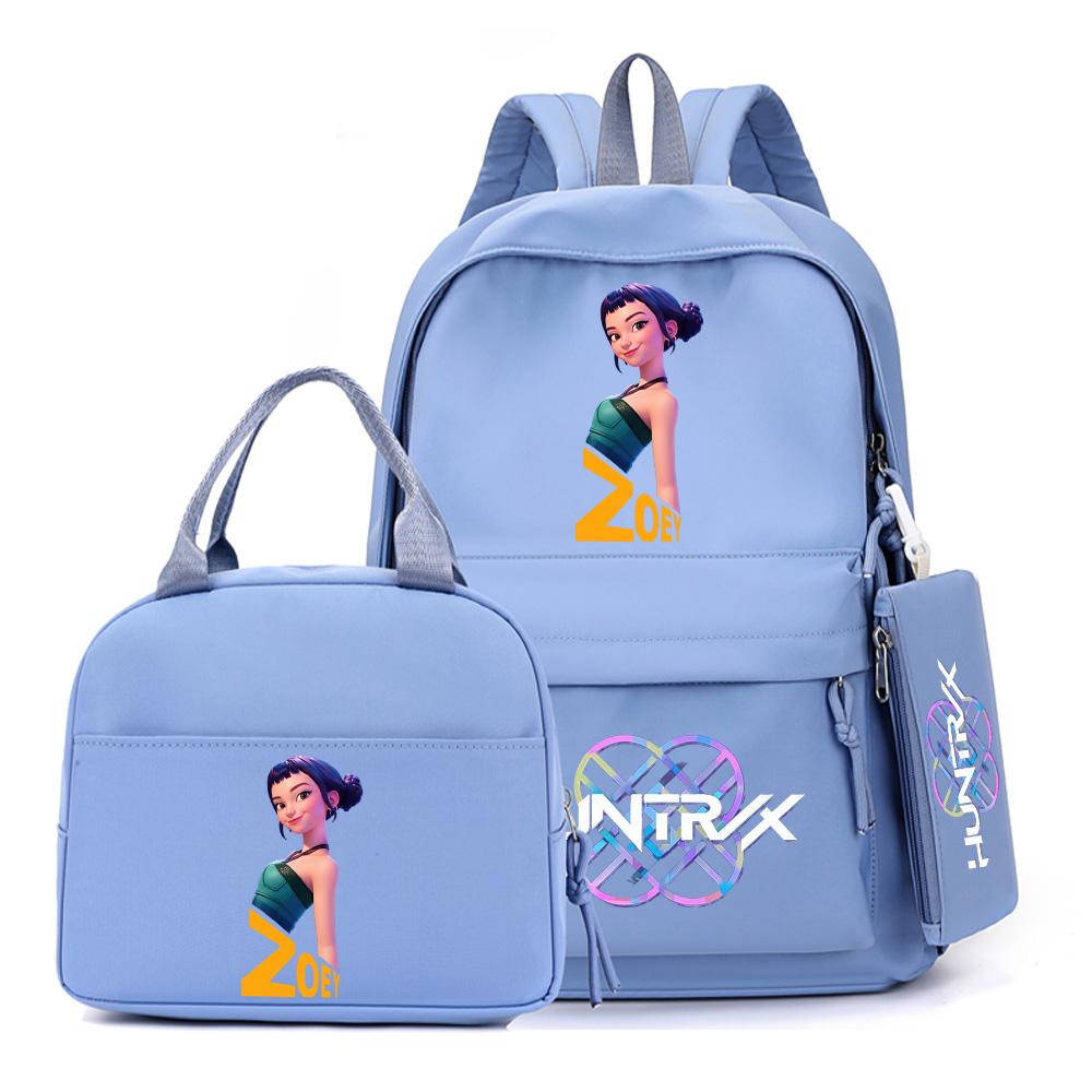 4Pcs/set Cartoon K-Pop Printed Backpack with Handbag Pencil Case for Teenager Student Boy Girl Schoolbag Bookbag Large Capacity Travel Bag Kid Gift