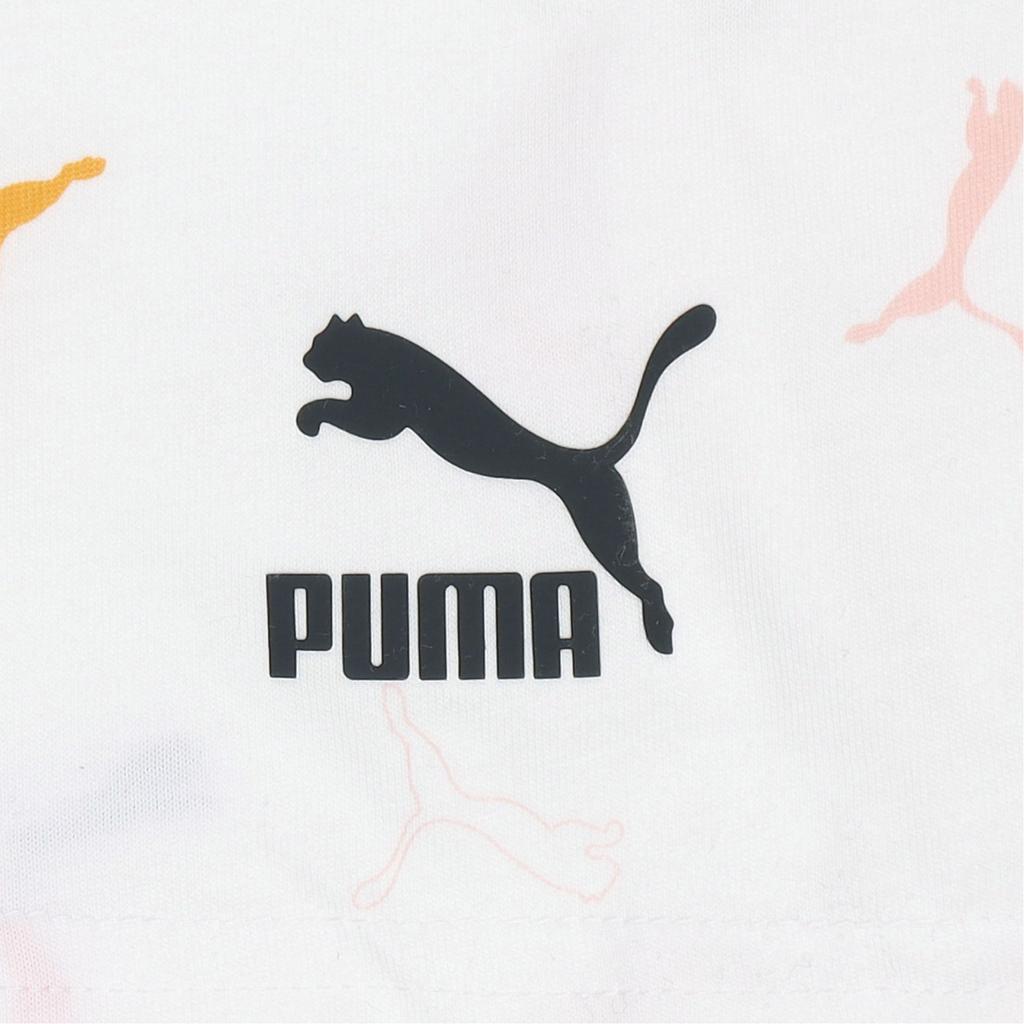 Puma Casual Sports Logo All-Over Print Crew Neck Short Sleeve T-Shirt Women Tops White 533152-02