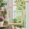 Non-slip Bird Perch Parrot Swing Perch, Solid Wood Pole, Wooden Blocks And Toy Natural Beads Arch, Unpainted for Small Medium Parrots Climbing