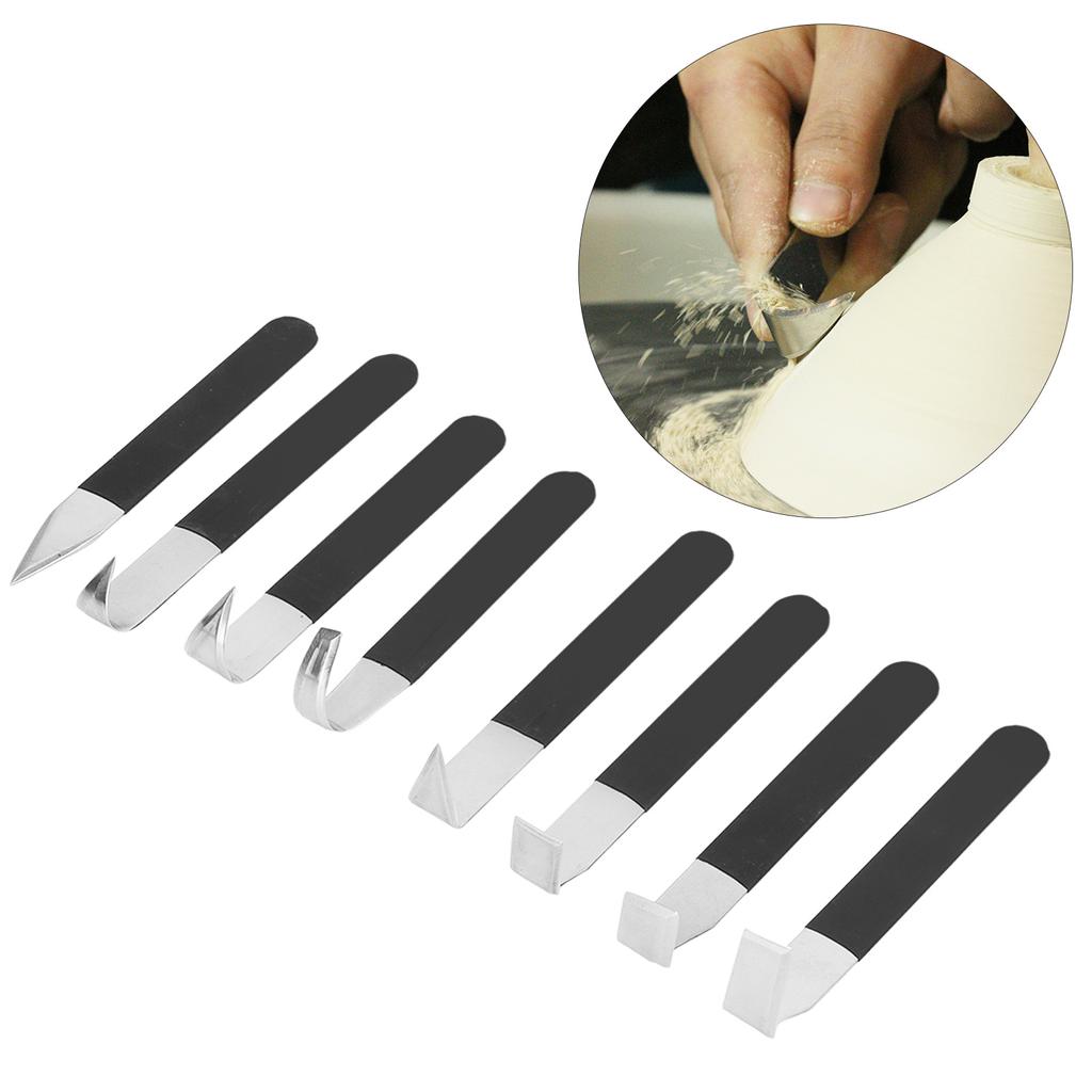 8 Pcs Set Clay Carving Knife Stainless Steel Rounded Blade Comfortable Rubber Sleeve Handle Sculpting Pottery Tools