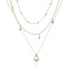 Korean Double Layer Beaded Necklace with Moon and Star Charm