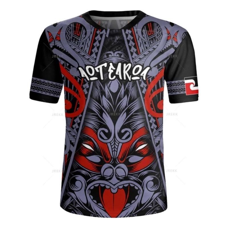 2025 Summer Men's New Zealand Maori Tribe Pattern Round Neck Short Sleeve Comfortable and Breathable Men's Sports and Leisure Top