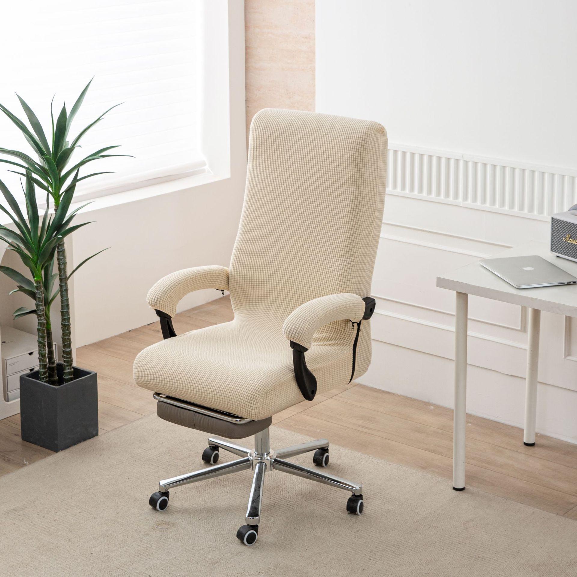 

Thickened Corn Kernels Elastic Office Chair Cover Boss Chair Combination 3-Piece Set One-Piece Zipper Swivel Chair Cover Washable One size