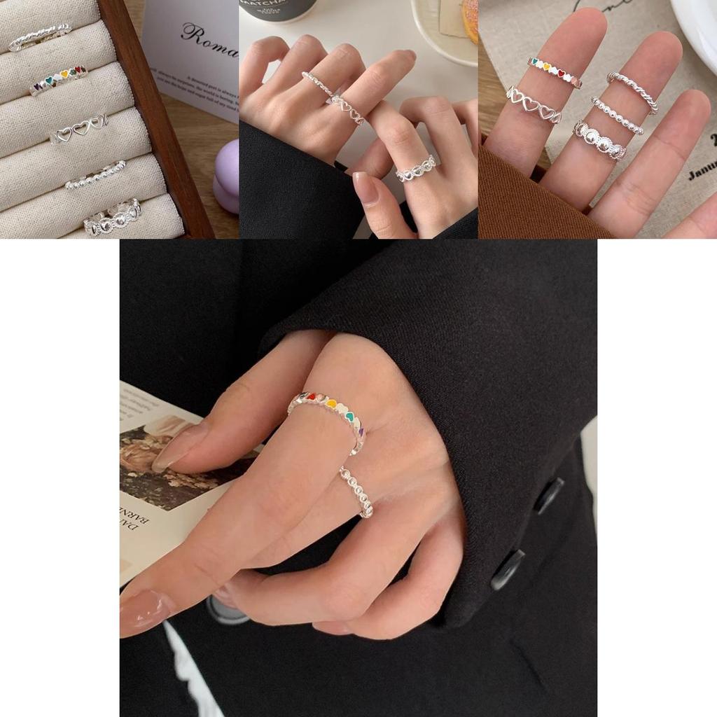 Exquisite Heart Ring For Women Adjustable Open Design Trendy Korean Style Fashion Jewelry