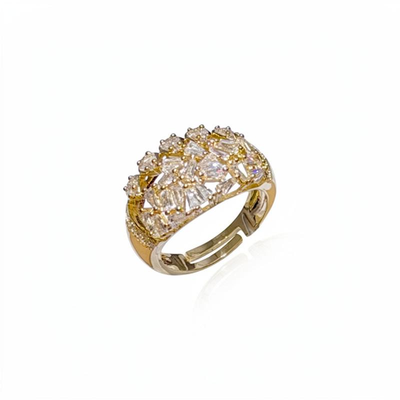 Elegant Irregular Crushed Diamond Ring for Women: High-End, Super Shiny Index Finger Accessory