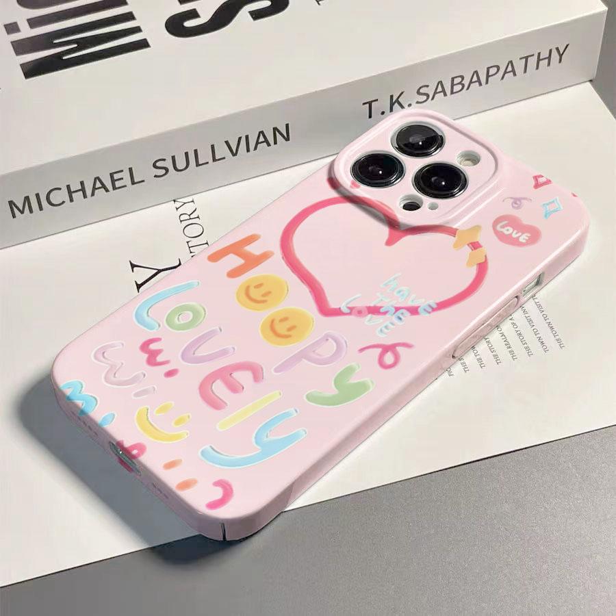 Love Heart Phone Case for iPhone 17 16e 16 15 14 13 12 11 Air Pro Max XS XR XSMax 6 7 8 Plus Glossy Film Hard PC Cover