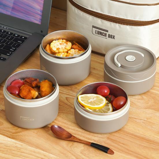 Izolovaná sada svačinových boxů 2/3/4 patra Oddělitelné stohovatelné tepelné nádoby na jídlo Vhodné do mikrovlnné trouby Bento box do práce a na cesty