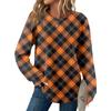 Women's Plaid Print Round Neck Long Sleeve Casual Loose Top