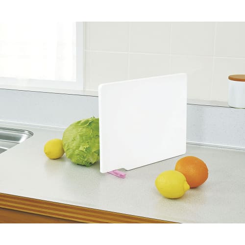 Tonbo Standing Cutting Board, Made In Japan, 35cm Wide X 26cm Deep X 1.3cm High, Antibacterial, Wide, with Stand, White & Pink, Shinki Synthetic