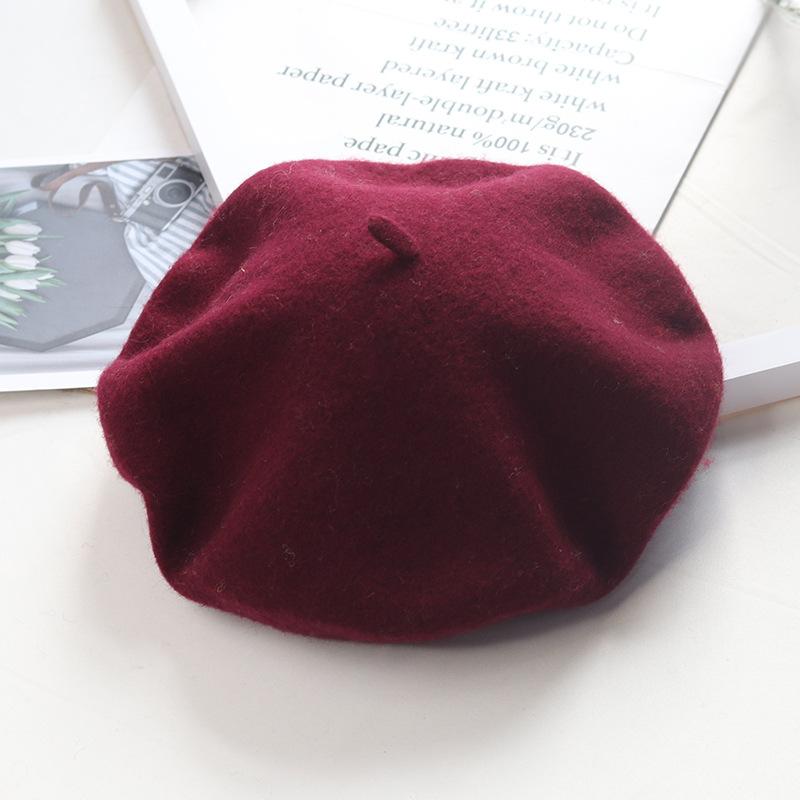 Women'S Wool Beret | Face Slimming Winter Warm | Solid Color Cashmere Blend | Vintage Painter Hat