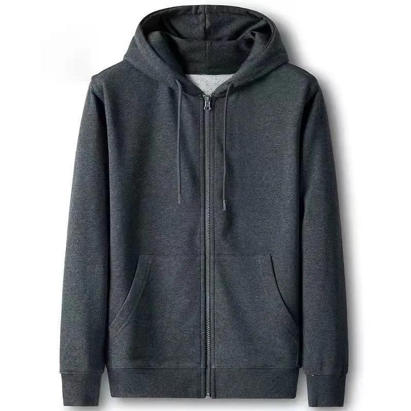 Masculino Oversized Masculino Cor Sólida Hoodies Casaco Com Capuz Zíper Cardigan Moletom Grosso Jaqueta