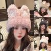 Fluffy Rabbit Ear Beanies Solid Color Winter Outdoor Warm Cap Knitted Plush Hat  Outdoor Activities