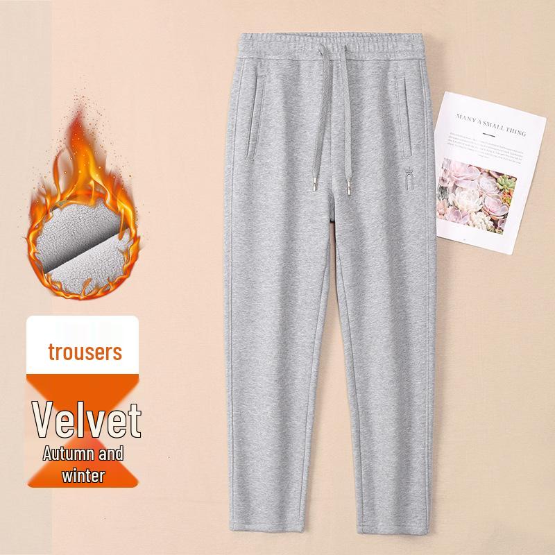 Women's Fleece-Lined Cotton Mom Pants: Warm, Loose Straight-Leg Sweatpants for Autumn & Winter 2025