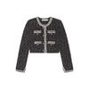 Snowflake Dot Light Pink Fringed Knit Long Sleeve Jacket Women Jackets Black Mixed-Color SWF344M05500
