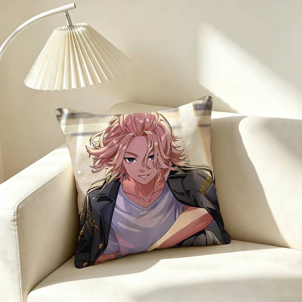 M-Manjiro Sano Tokyo Revengers  Pillow Case Square Double-Sided Sofa Cushion Cover Bedroom Bedside Pillow