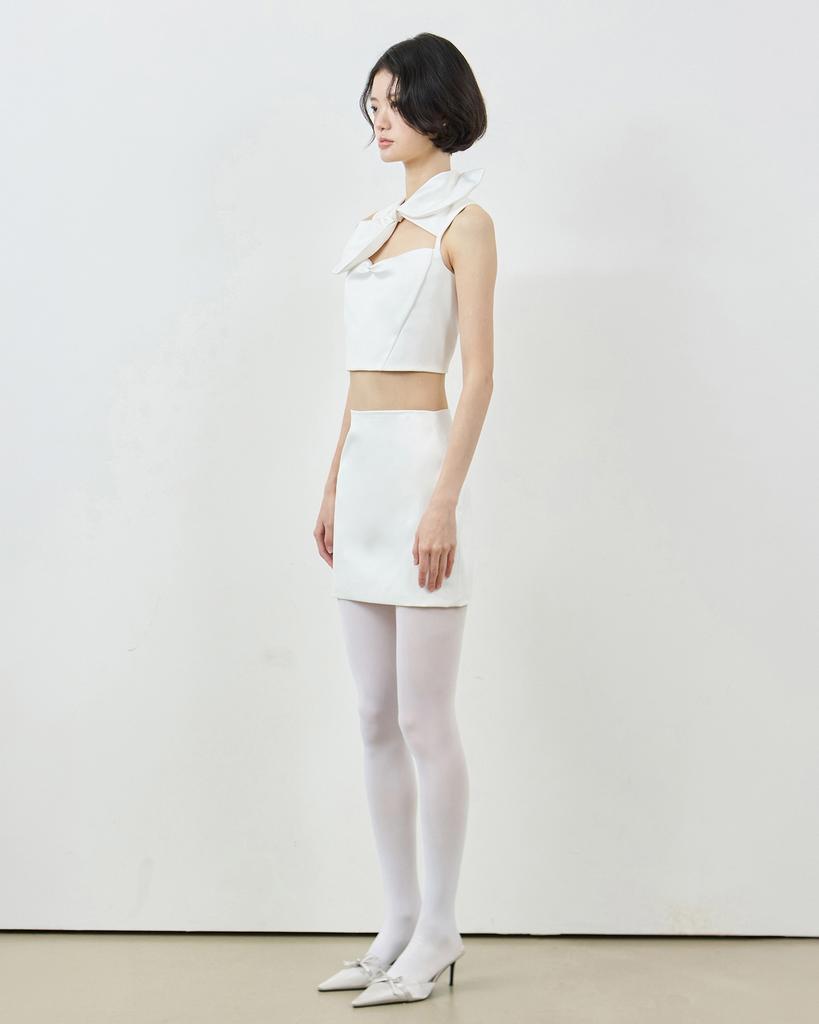 Leobyui White Satin Skirt