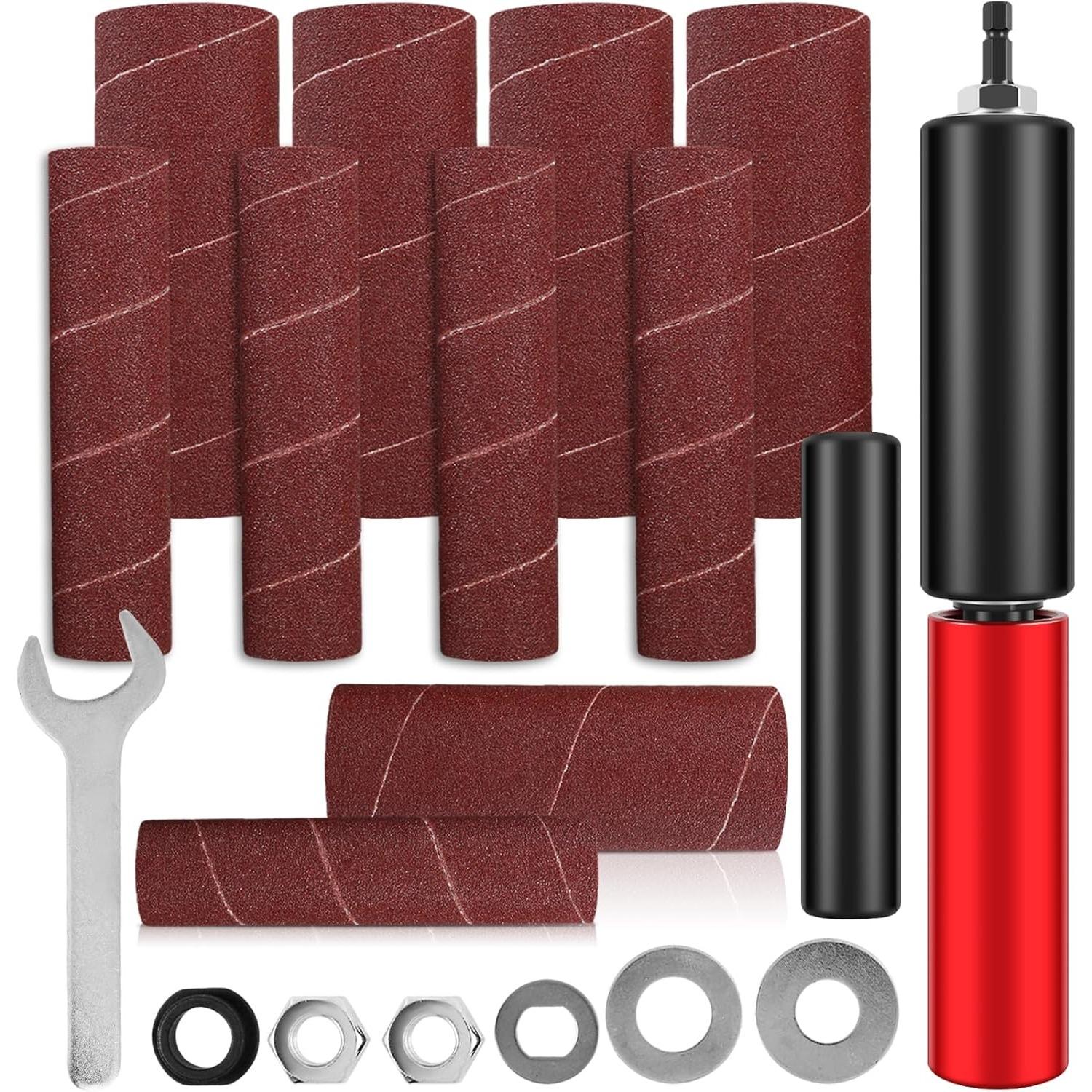 

Drum Sander Set Portable Rubber Sanding Drum Hand-Held Spindle Sanding Drum with 120 Grit Sandpaper Drum Sanding Sleeves Power Drill Driven Drum