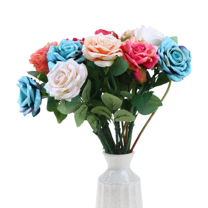 3Pcs Artificial Rose Flower Single Stem Fake Rose For Proposal Wedding Bouquet Home Party Table Centerpiece Decoration