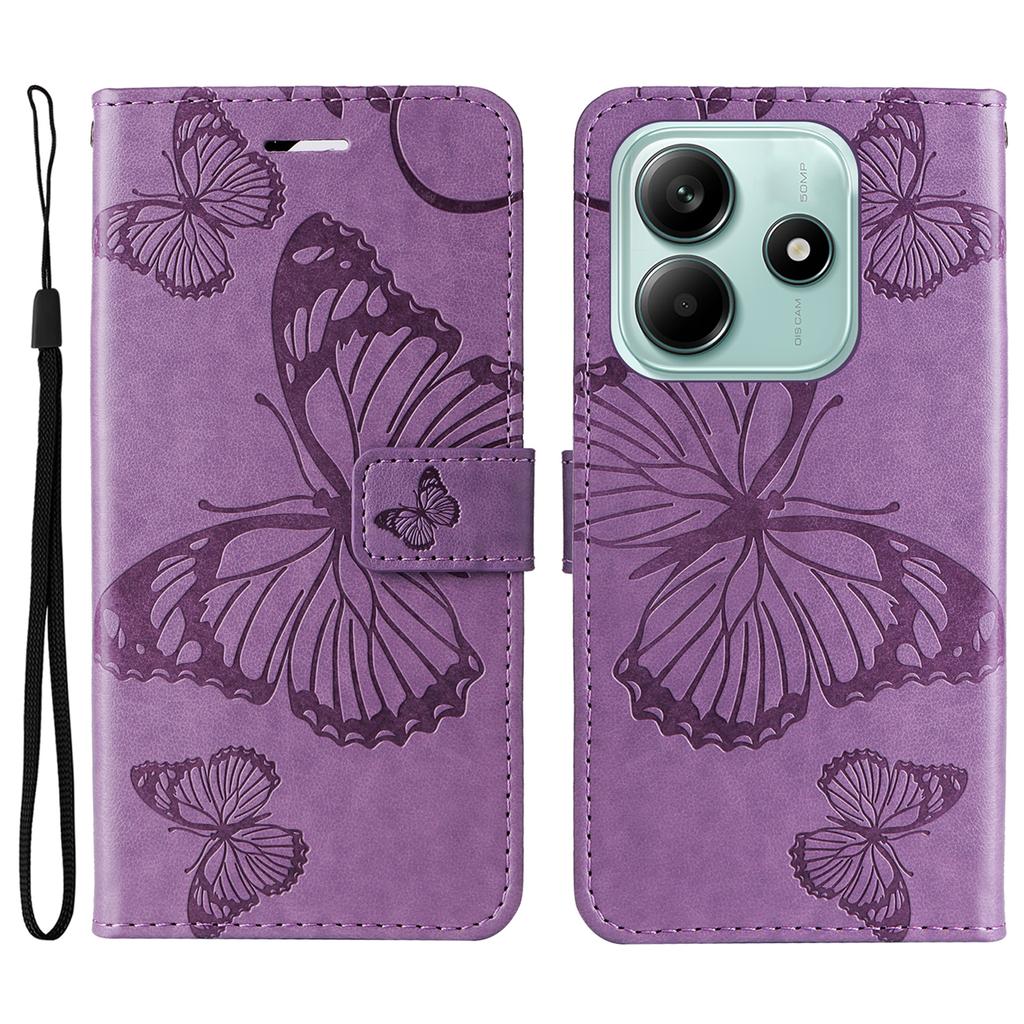 For Xiaomi Redmi Note 14 5G Wallet Case Floral Butterfly Imprinted Leather Phone Cover Stand